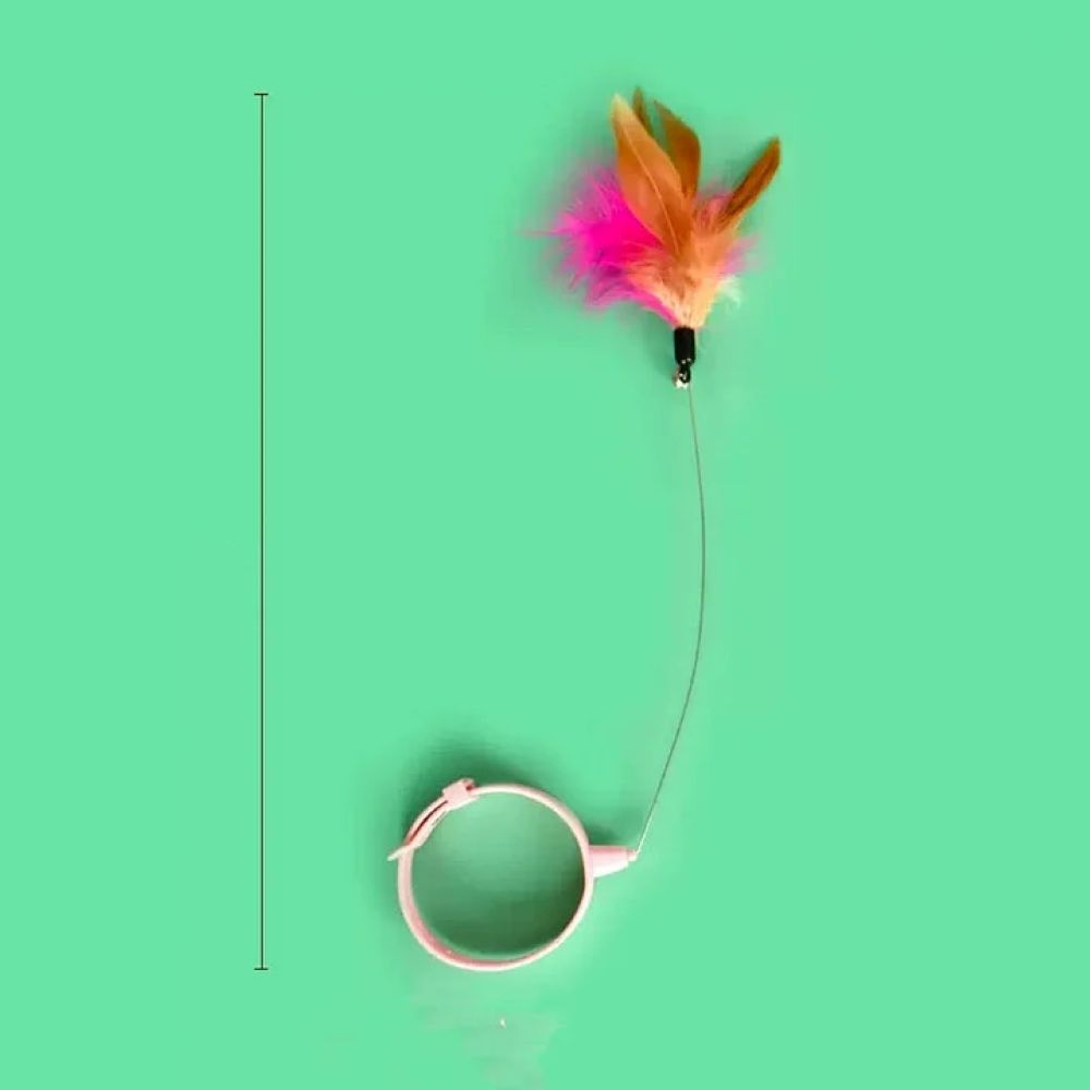 Pet Feather Wand with Flexible Steel Wire and Colorful Feathers for Interactive Cat Play