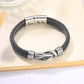 "Dad And Son Forever Linked Together" Braided Leather Bracelet