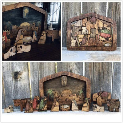 Nativity Puzzle With Wood Burned Design Wooden Jesus Puzzles Set Jigsaw Game