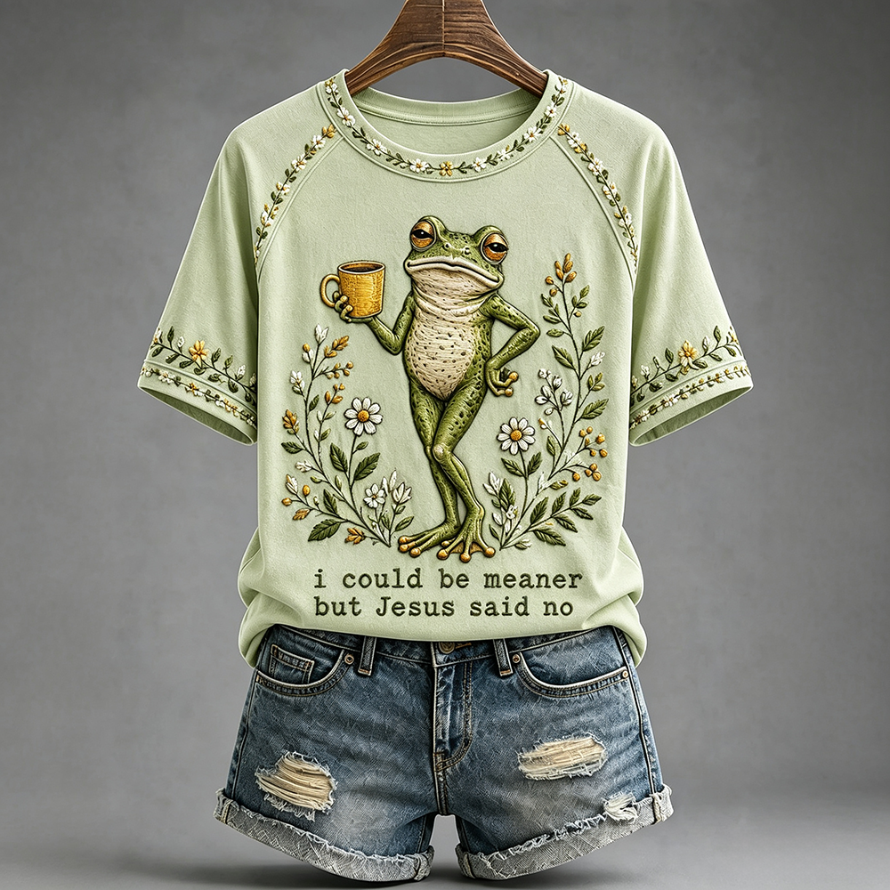 “I Could Be Meaner But Jesus Said No” Printed Casual T-Shirt