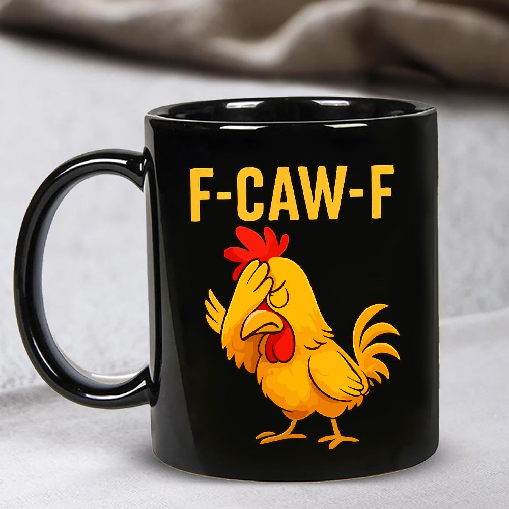 F-CAW-F Fun Face-Covering Rooster Coffee Mug