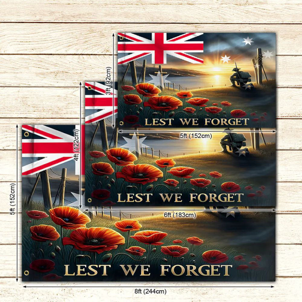 Remembrance Day Australian Veteran Lest We Forget Grommet Flag - C037