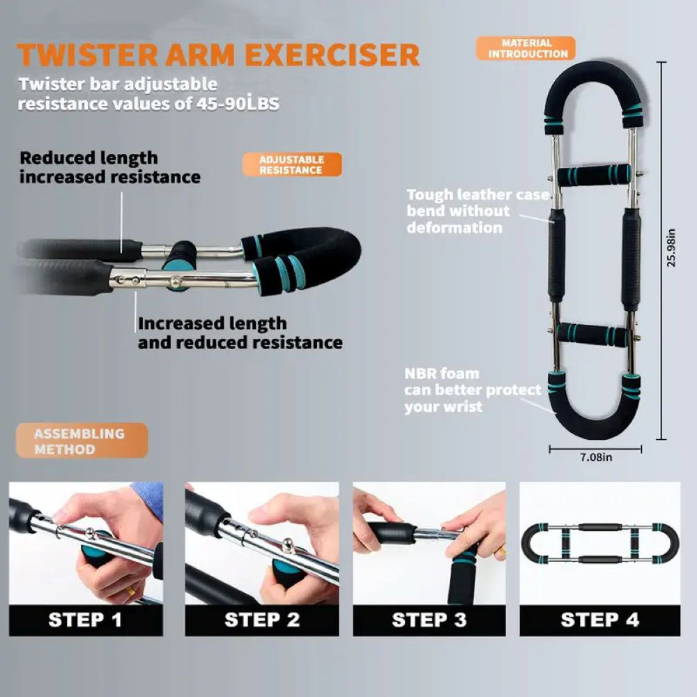Portable Arm Trainer - Adjustable Spring Resistance Upper Body Workout