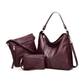 Luxury 3-Piece Leather Hobo Bag Set