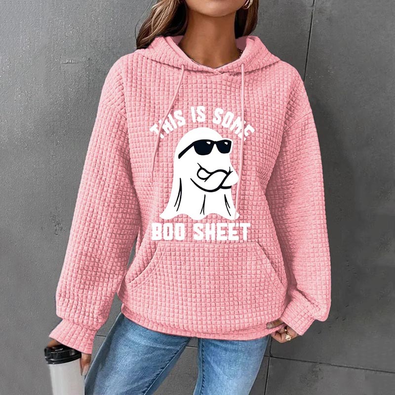 Women's Halloween This Is Some Boo Sheet Waffle Hoodie