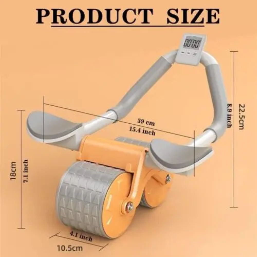 Automatic Rebound Ab Roller Wheel with Timer – Home Core Trainer with Stable Dual-Wheel Design