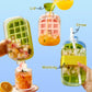 2 in 1 Ice Cube Maker Water Bottle, One- Click Ice Mould Tray with Lid, Bin & Straw