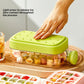2 in 1 Ice Cube Maker Water Bottle, One- Click Ice Mould Tray with Lid, Bin & Straw