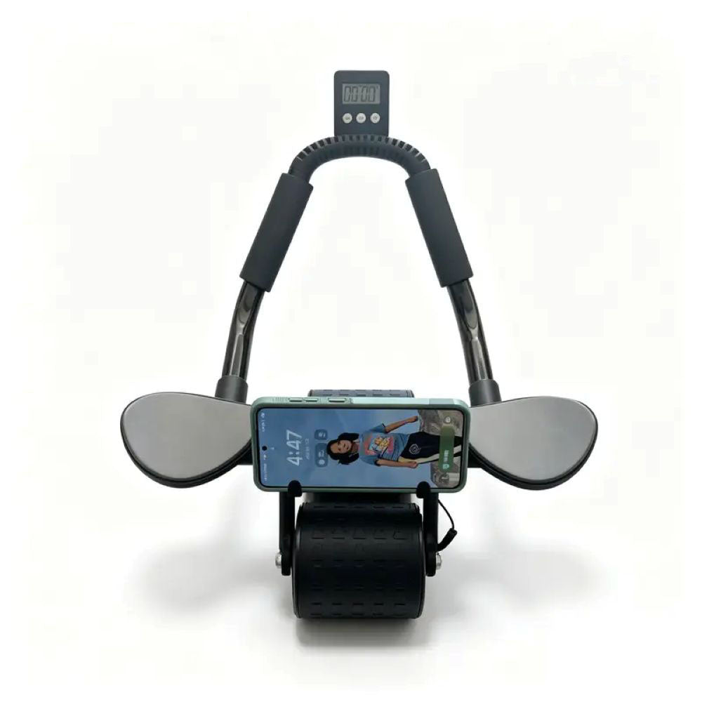 Automatic Rebound Ab Roller Wheel with Timer – Home Core Trainer with Stable Dual-Wheel Design
