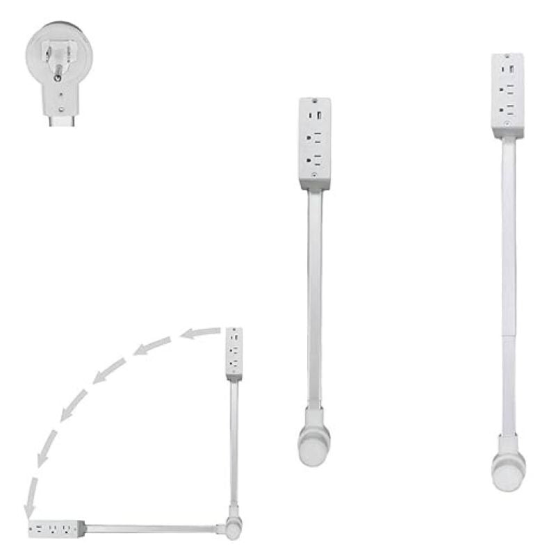 Outlet Electrical Outlet Extender with USB-A USB-C & 2 AC Outlets Extendable 18-28" Rotatable 180° for Couches Desks Nightstands