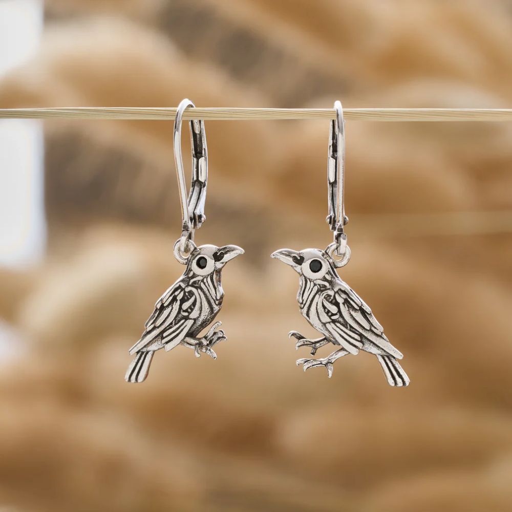 "Nevermore" Raven Leverback Earrings