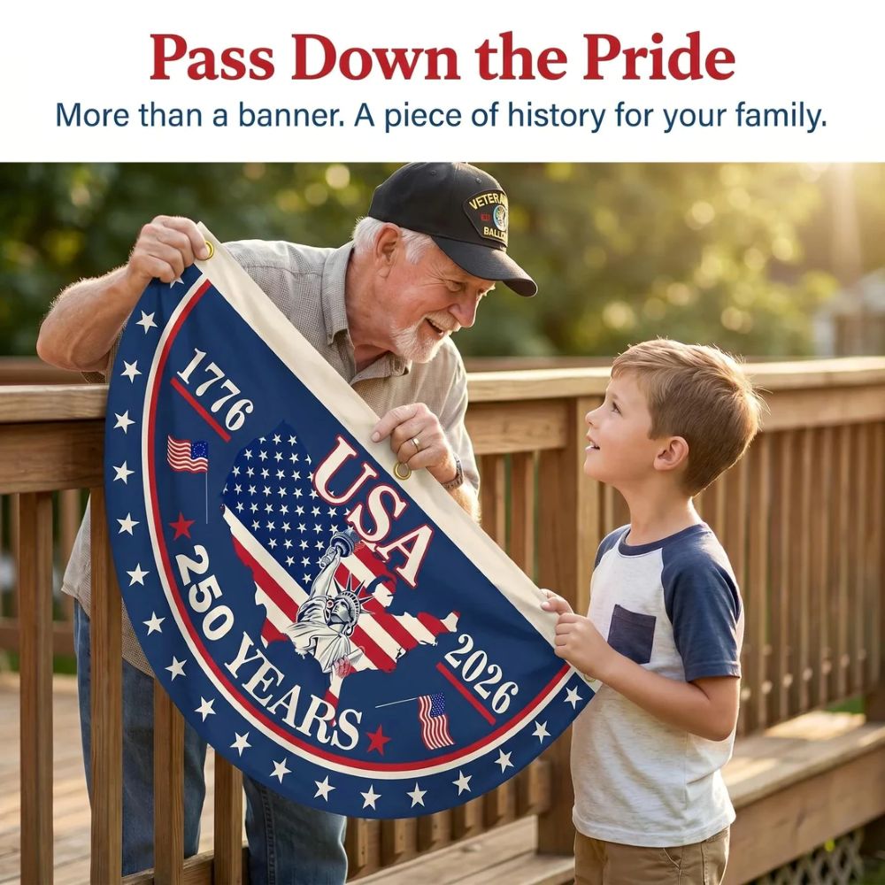 USA 250th Anniversary Flag Half Round Banner