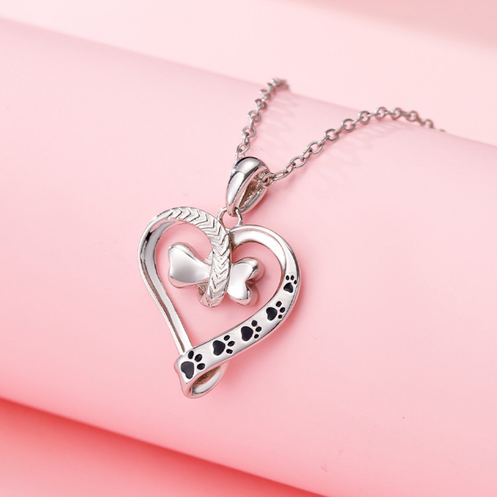 Bone Heart Paw Necklace