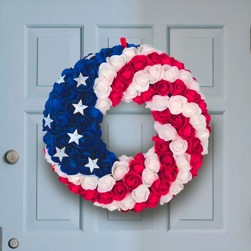 Red White and Blue Roses Patriot Wreath