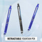 Fountain Pen Retractable:0.38mm Blue&Black Ink Transparent Barrel Includes 5 Refillable Ink Cartridges