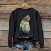 Women's Winter Cat Print Crew Neck Sweatshirt