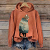 Women's Winter Cat Print Casual Hooded Sweatshirt