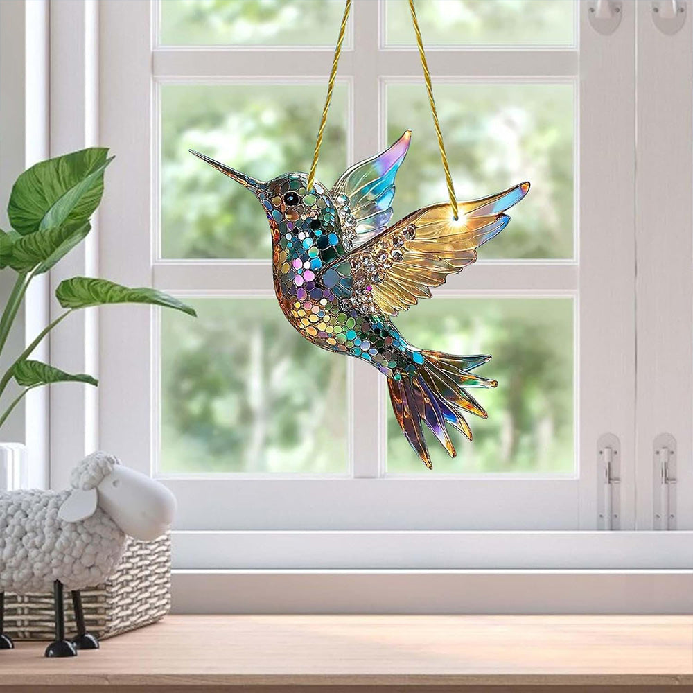 Crystal Sky Bluebird Stained Art Ornament