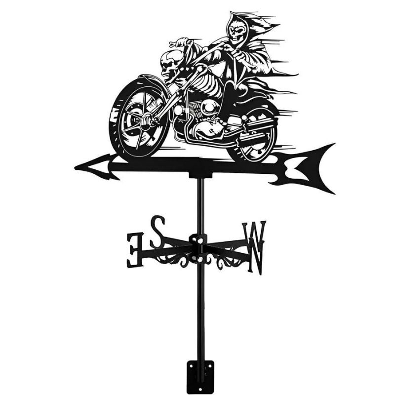 Halloween Skull Motorcycle Stainless Steel Weathervane MW014