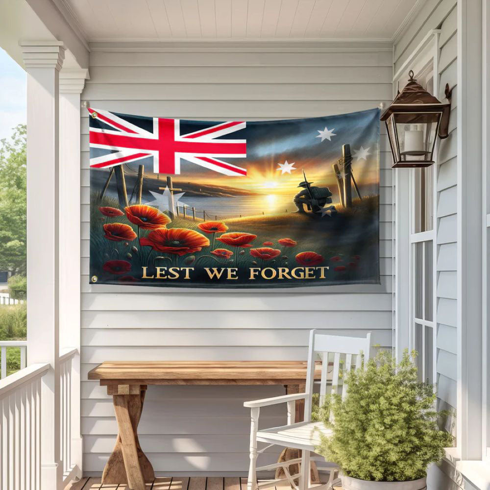 Remembrance Day Australian Veteran Lest We Forget Grommet Flag - C037