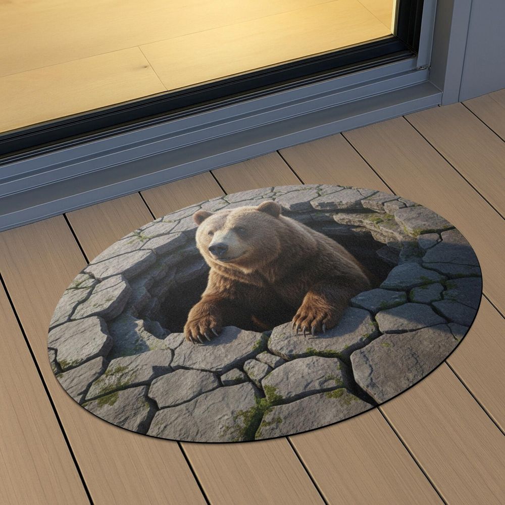 Nature Den Watcher - 3D Illusion Round Rug - H634