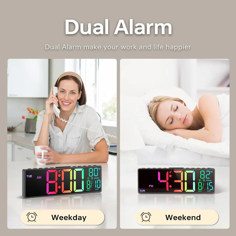 10.5'' Digital Large Alarm Clock with 8-in-1 RGB Colors