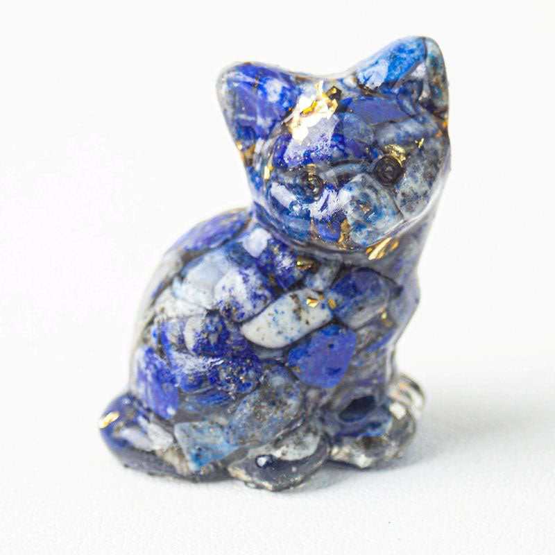 Handmade Natural Crystal Gemstone Sitting Cat - Lapis Lazuli