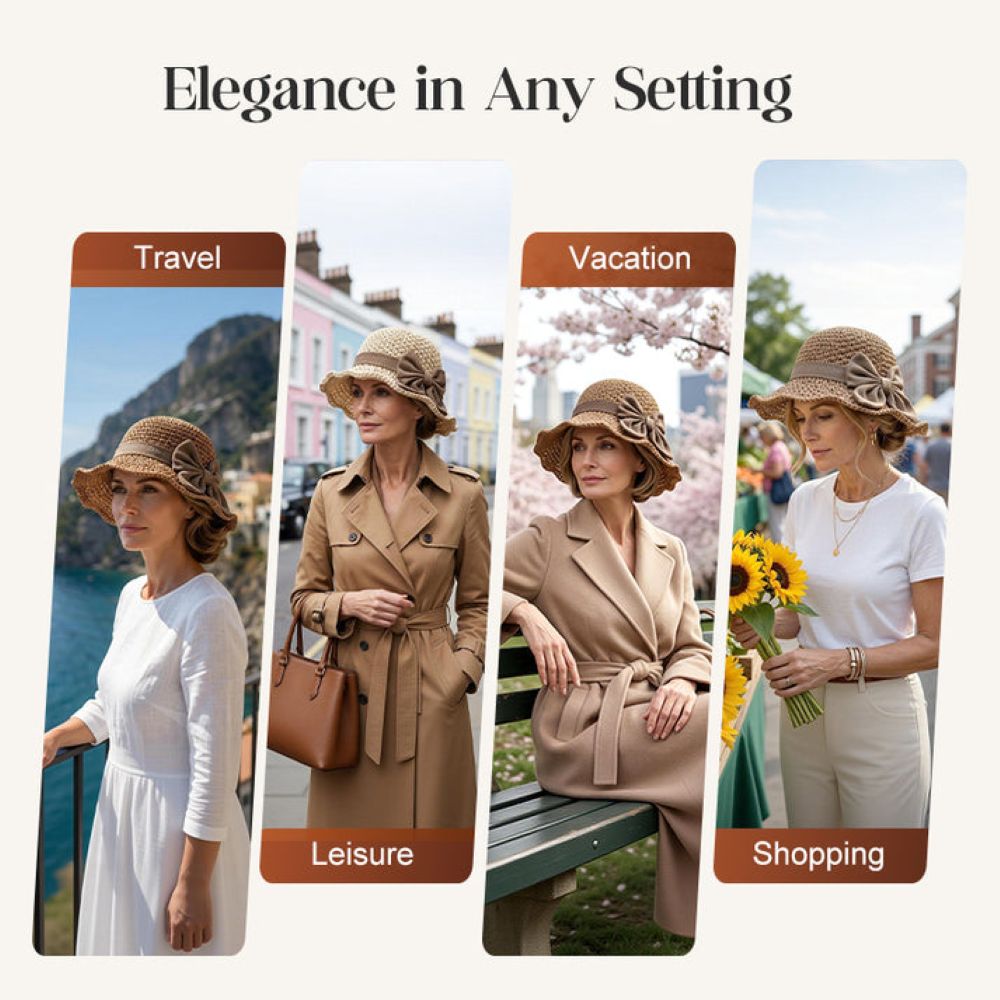 Elegant Woven Straw Sun Hat with Bow