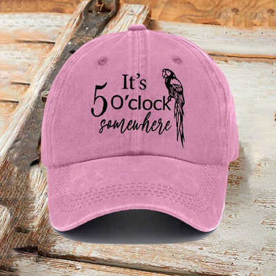 Retro It's 5 O'clock Somewhere Print Baseball Cap