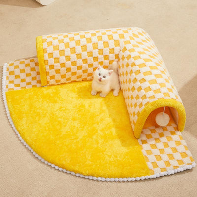 Cat Tunnel Bed Dog House Central Mat Soft Plush Material DIY Cats Play Mat Cat Activity Rug Toy for Interactive Exercise