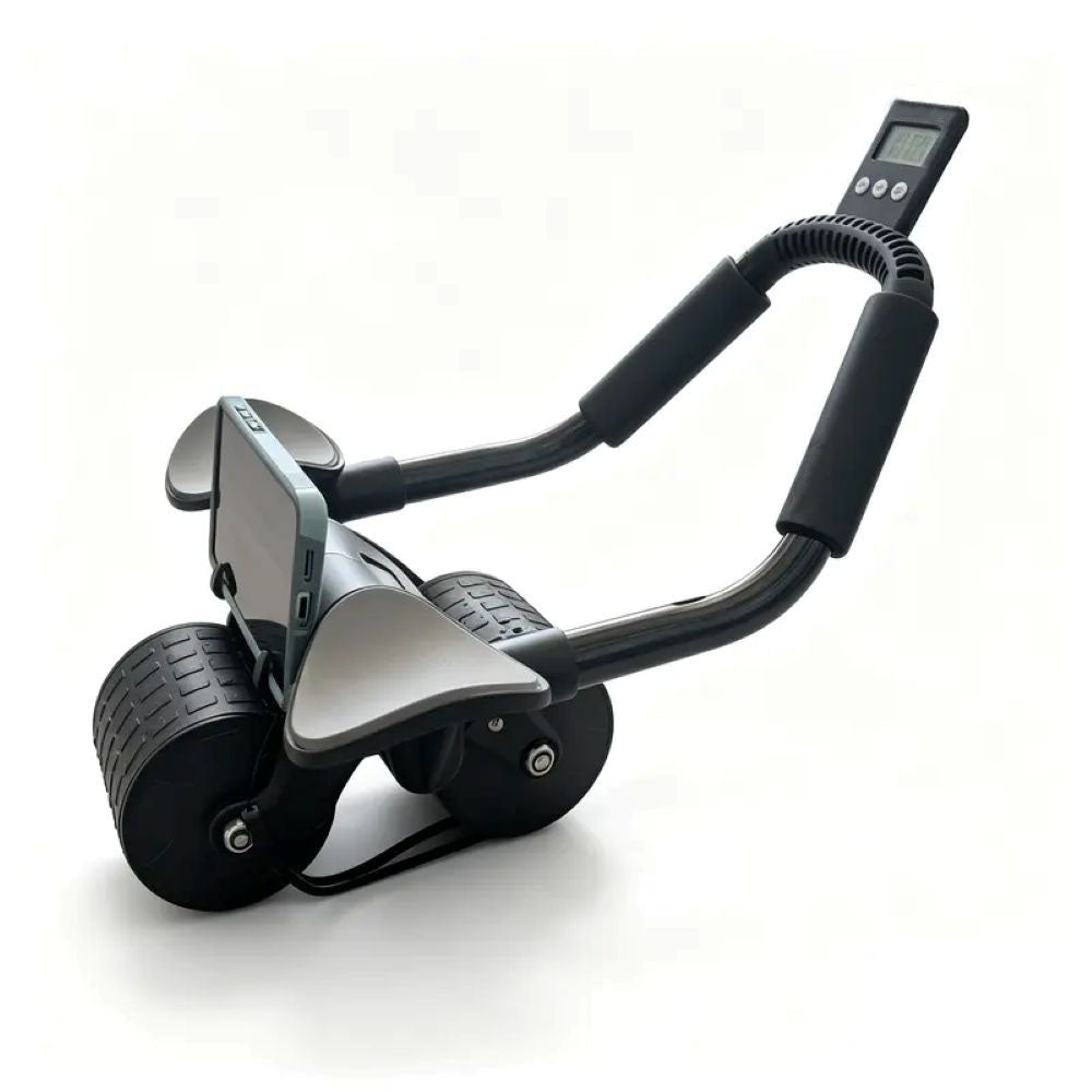 Automatic Rebound Ab Roller Wheel with Timer – Home Core Trainer with Stable Dual-Wheel Design