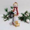 Woodland Snowman With Solar Lantern