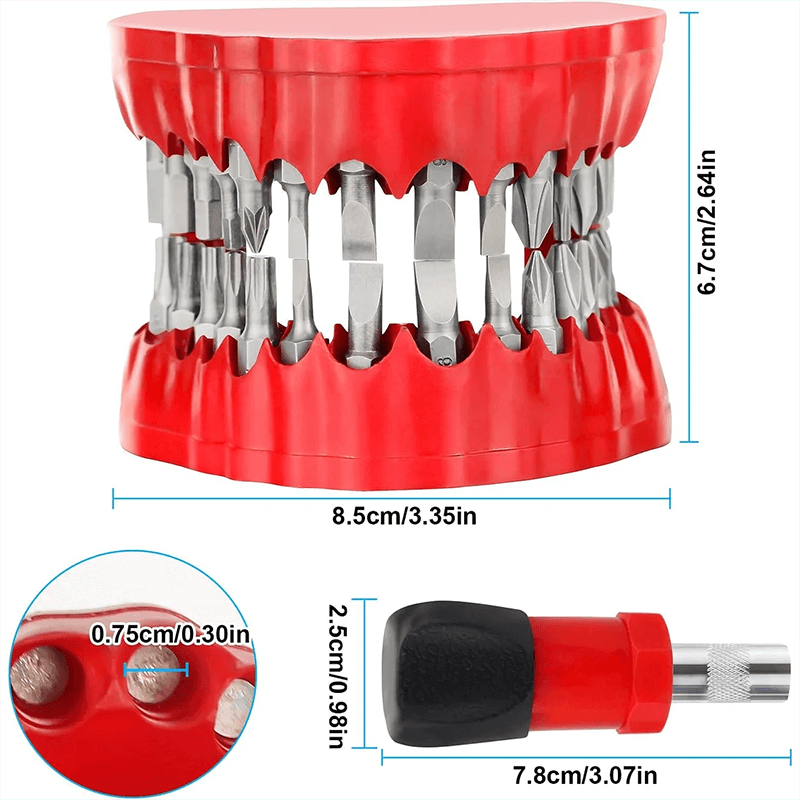 Denture Drill Bit Holder with 28 Bits Set