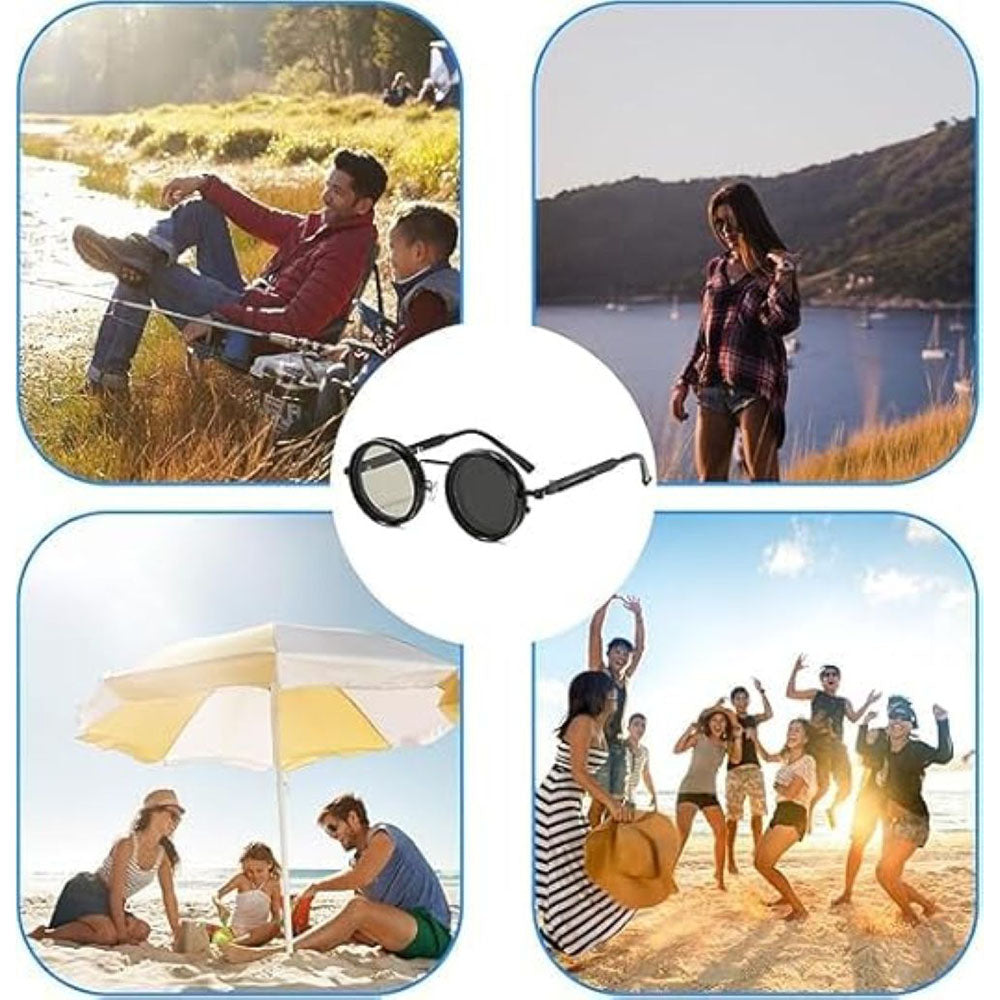 ND9 Adjustable Polarized Sunglasses - 9-Level Dimming UV400 Retro Round Shades