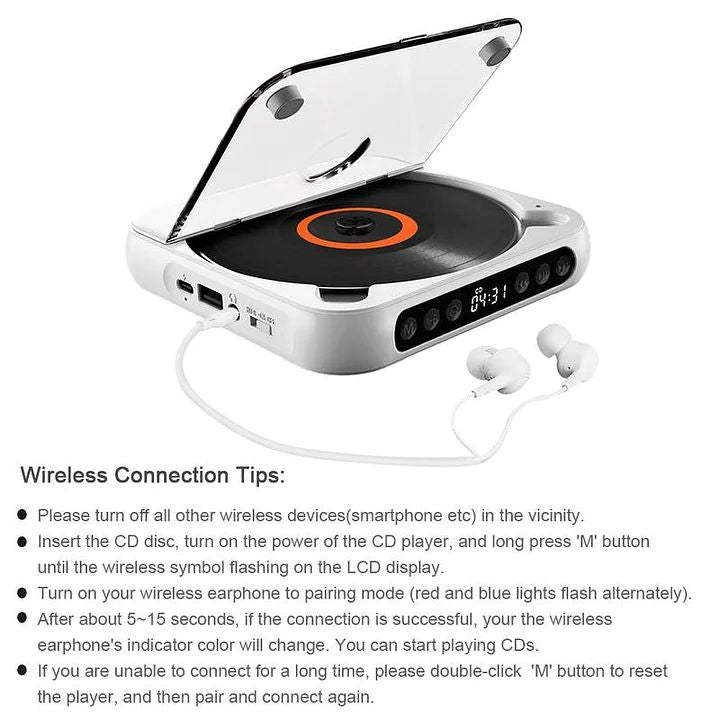 Portable Bluetooth-compatible CD-Player
