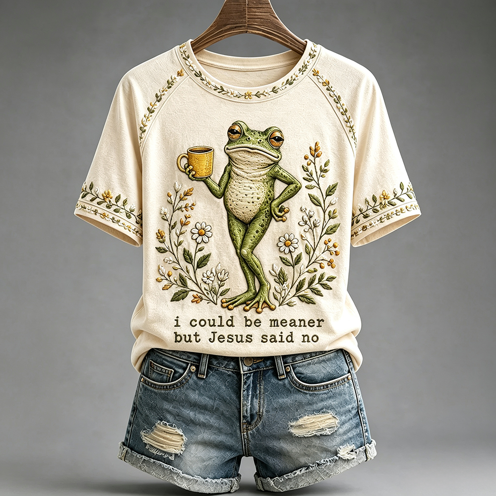 “I Could Be Meaner But Jesus Said No” Printed Casual T-Shirt