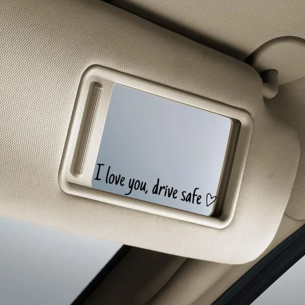 “I Love You, Drive Safe” Car Mirror Decal Set – Cute Reflective Vinyl Stickers