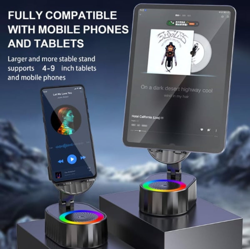 2025 Upgraded Cell Phone Stand with Induction Speaker/Power Bank/Atmosphere Light