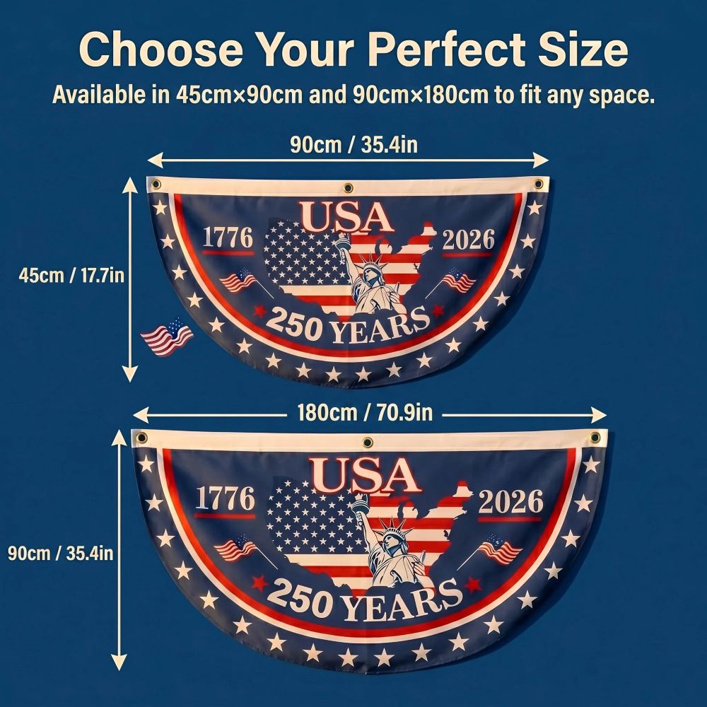 USA 250th Anniversary Flag Half Round Banner