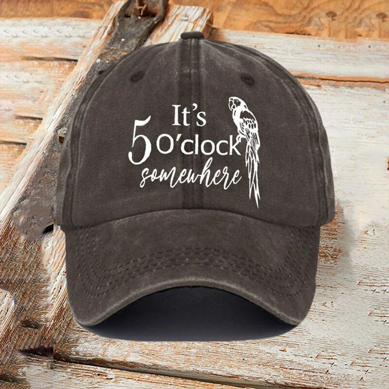 Retro It's 5 O'clock Somewhere Print Baseball Cap