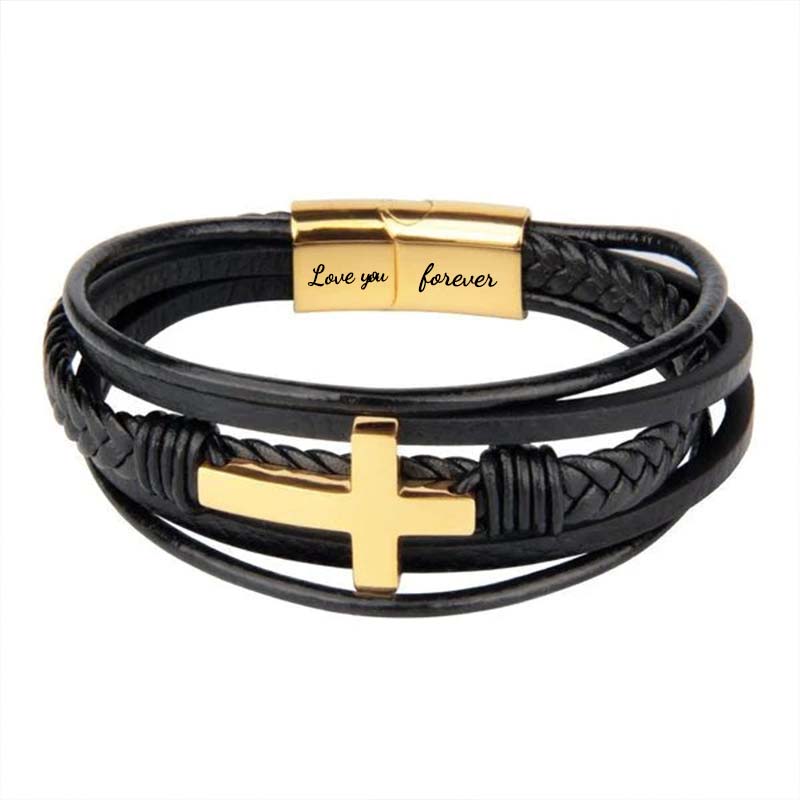 To My Son Love You Forever Cross Bracelet - Card027