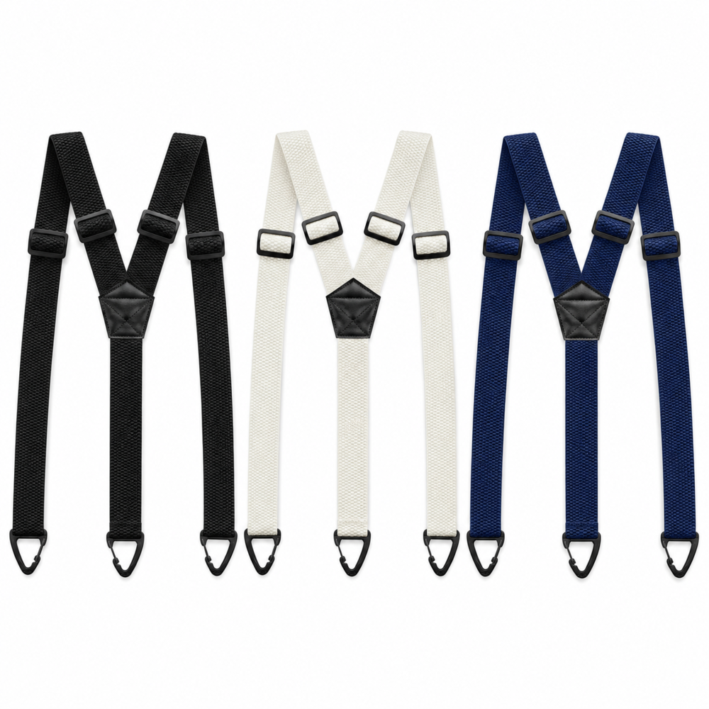 Men's Adjustable Suspenders - X-Back / Y-Back Styles with Hook Clips