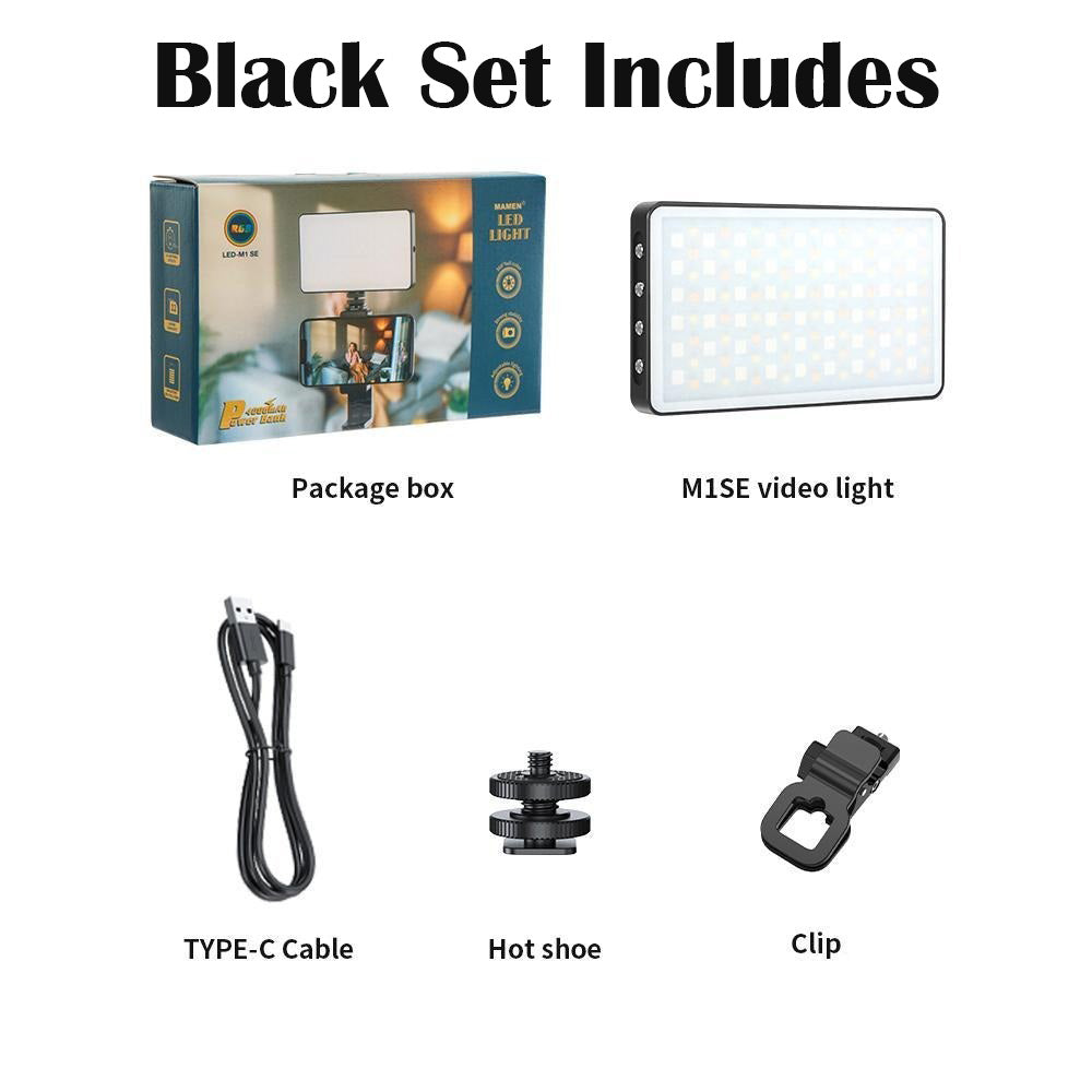 Metallic LED Selfie Light - Rechargeable Dimmable Clip-On Panel Lamp for iPhone and Smartphones