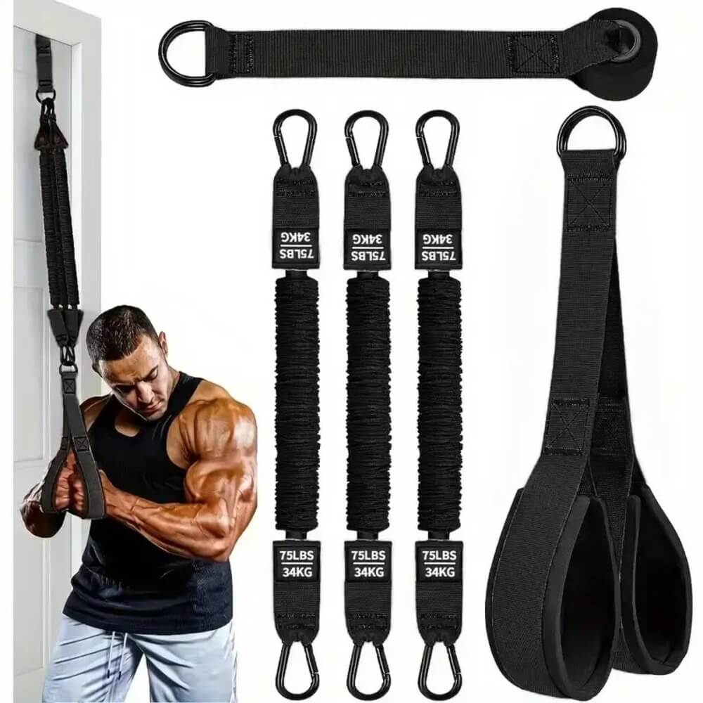 225 lbs Adjustable Resistance Band for Full-Body Strength Training (Arms, Back, Core and Shoulders)