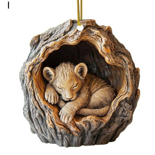 Sleeping Lion Cub - Animal Christmas Ornament CH107