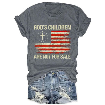 Women's Casual God'S Children Are Not For Sale Printed Short Sleeve T-Shirt