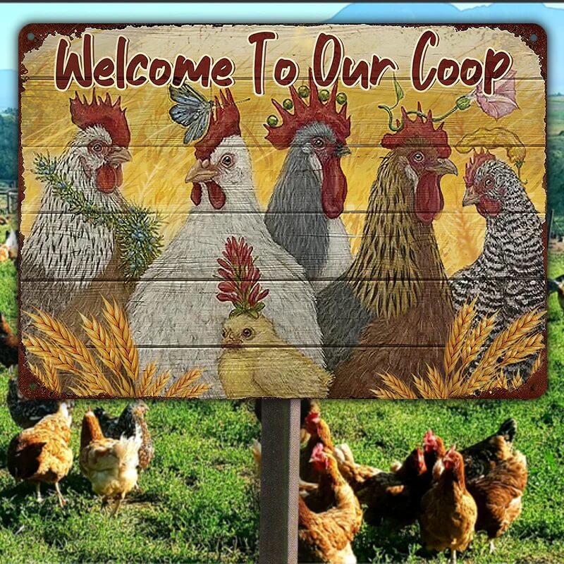 Funny Chicken Coop Sign Fluffy Hut Chicken Coop Sign Large Rustic Country Sign Hens Roosters Farm Sign