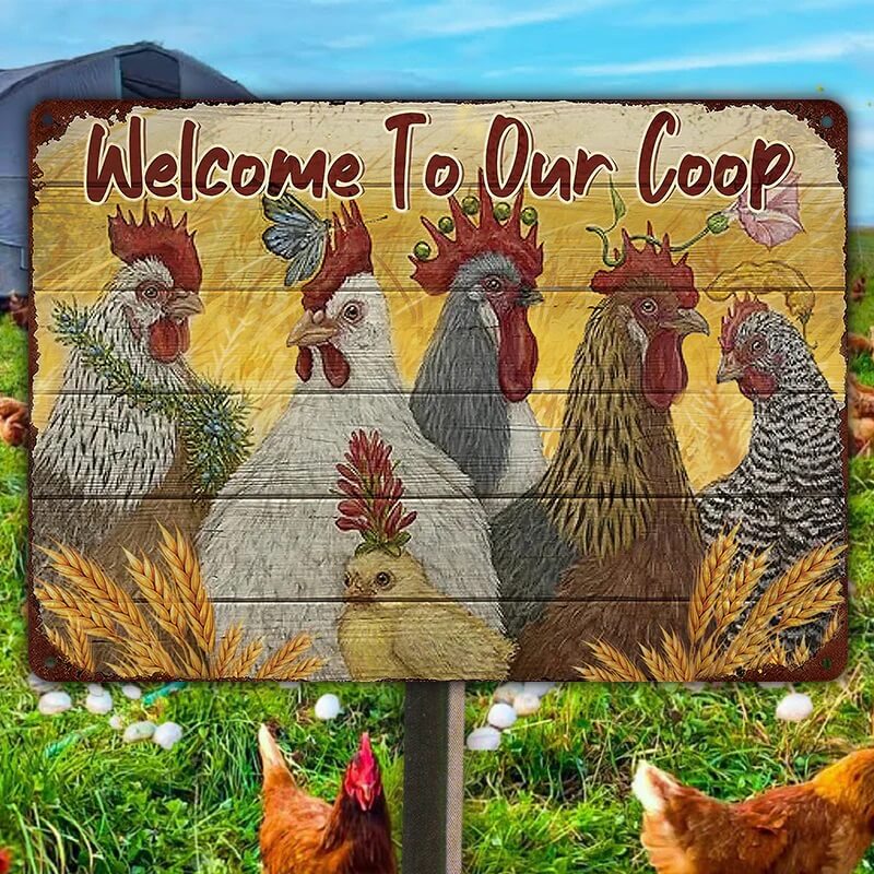 Funny Chicken Coop Sign Fluffy Hut Chicken Coop Sign Large Rustic Country Sign Hens Roosters Farm Sign