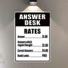 Answer Desk Rates - Gifts For Friend Personalized Custom Metal Sign Office Decor Humor