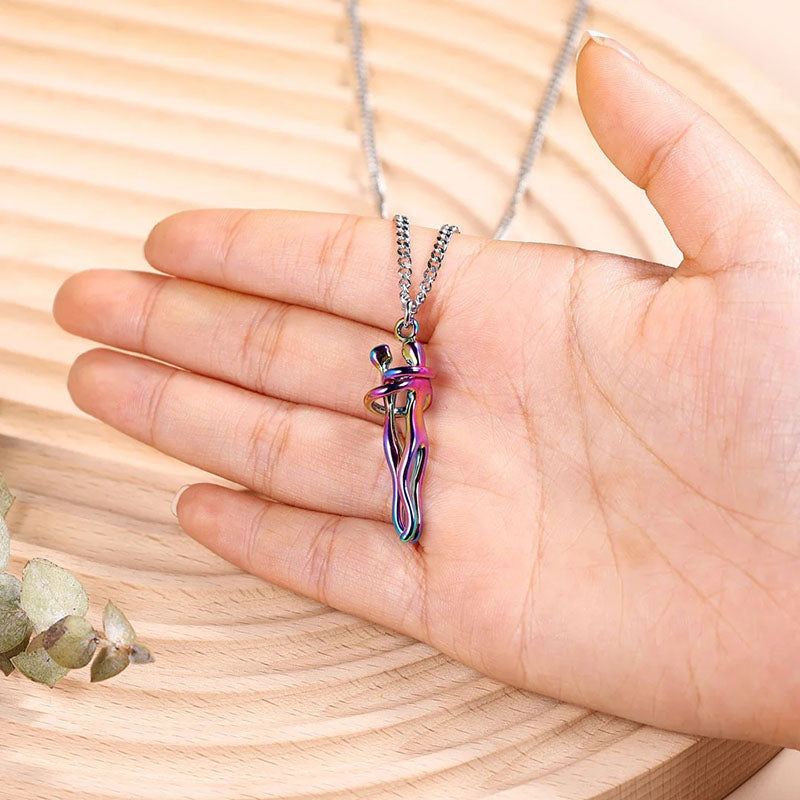 Eternal Embrace – Timeless Hug Couple Necklace